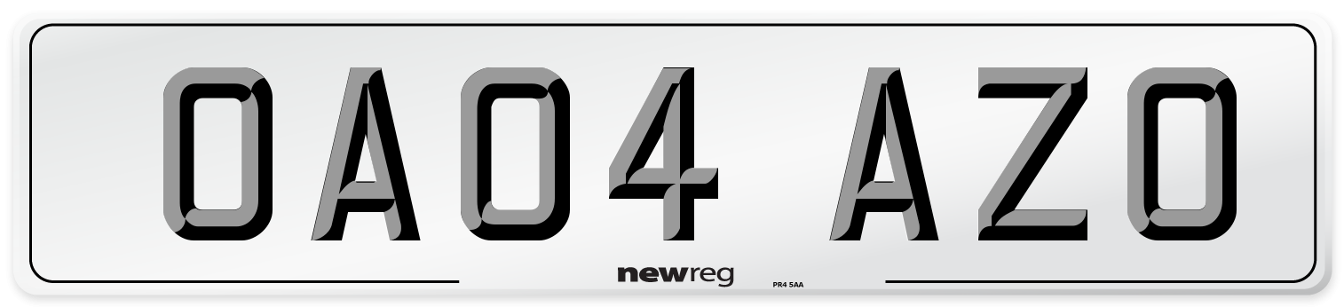OA04 AZO Number Plate from New Reg